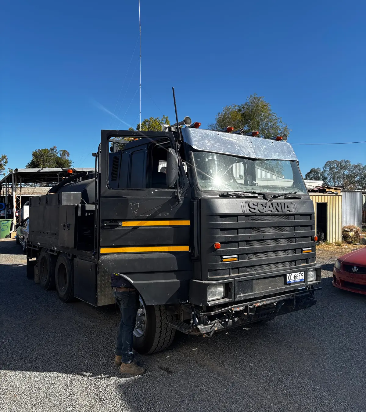 CQ Civil vacuum truck in the yard